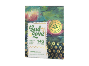 Bud Love Makes Bud Better! 14g resealable pouch. Grape Escape flavor – pairs well with hybrid strains. Try some Premium Herbal+ Mixer today and become a Bud Lover!
